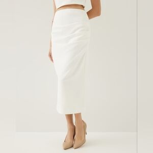 Love Bonito Mailea Side Pleat Column Skirt White Size Large